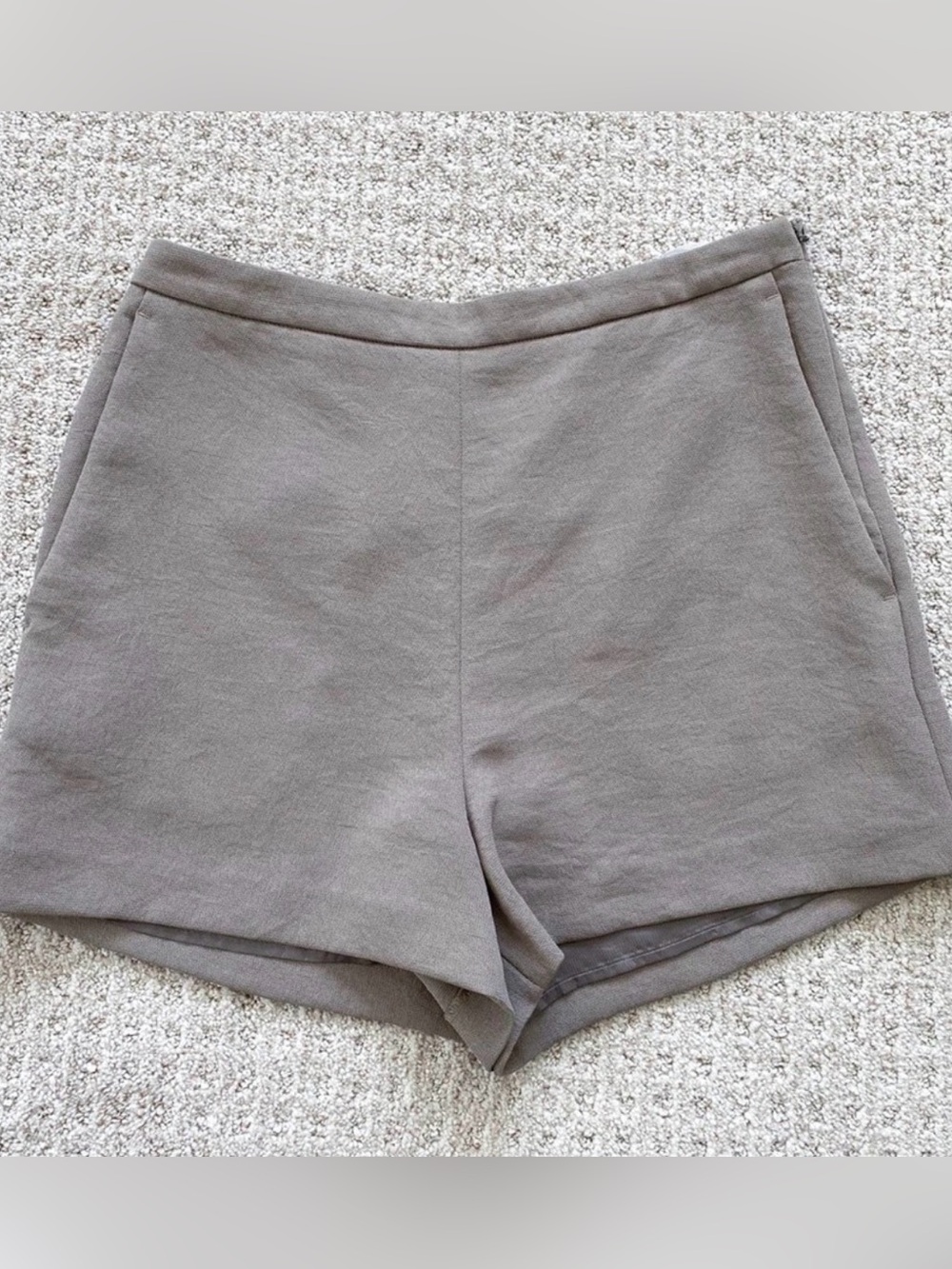 Babaton High-Waist Neutral Taupe Tailored Shorts